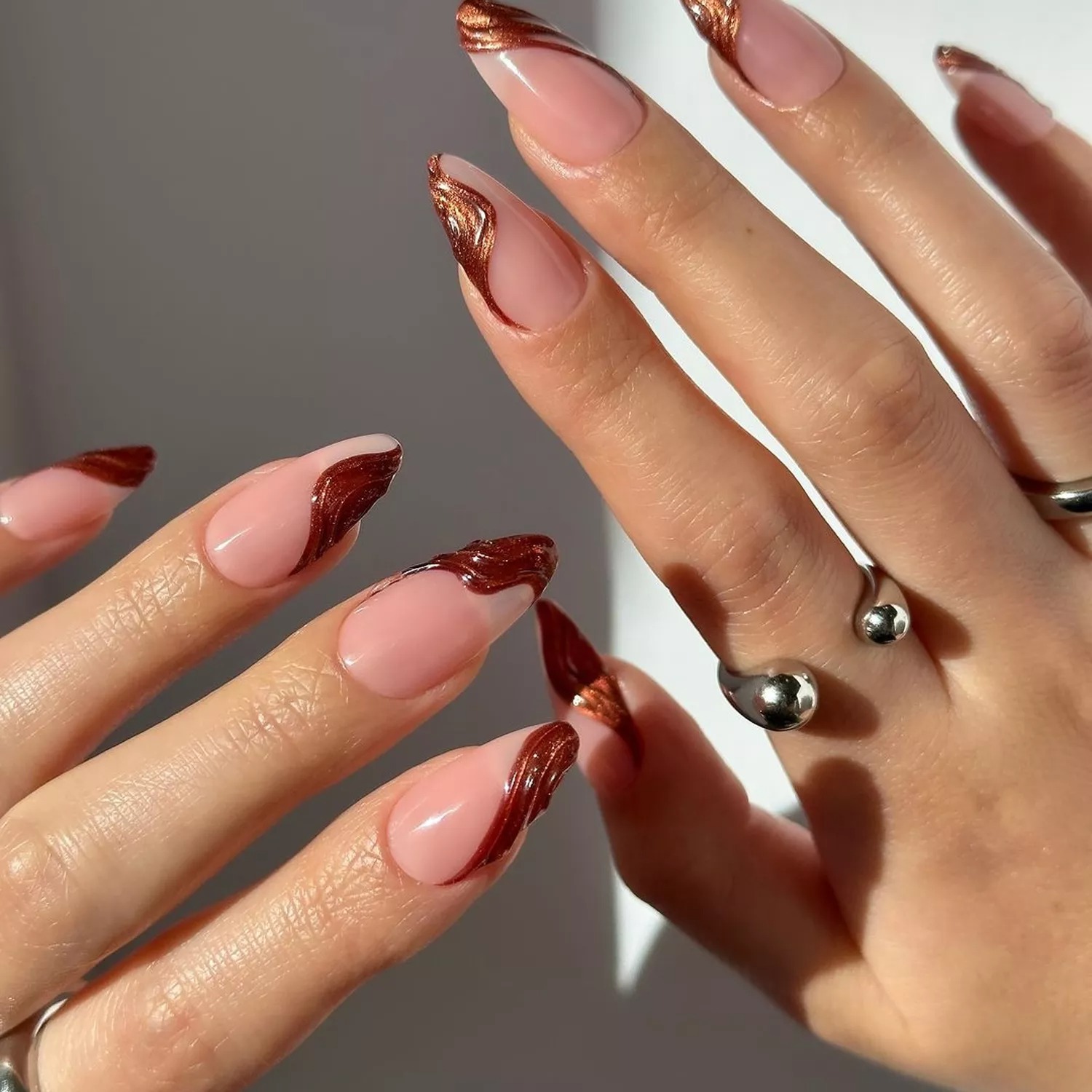 Brown French Tip Nails with Gold: A Luxurious Nail Trend